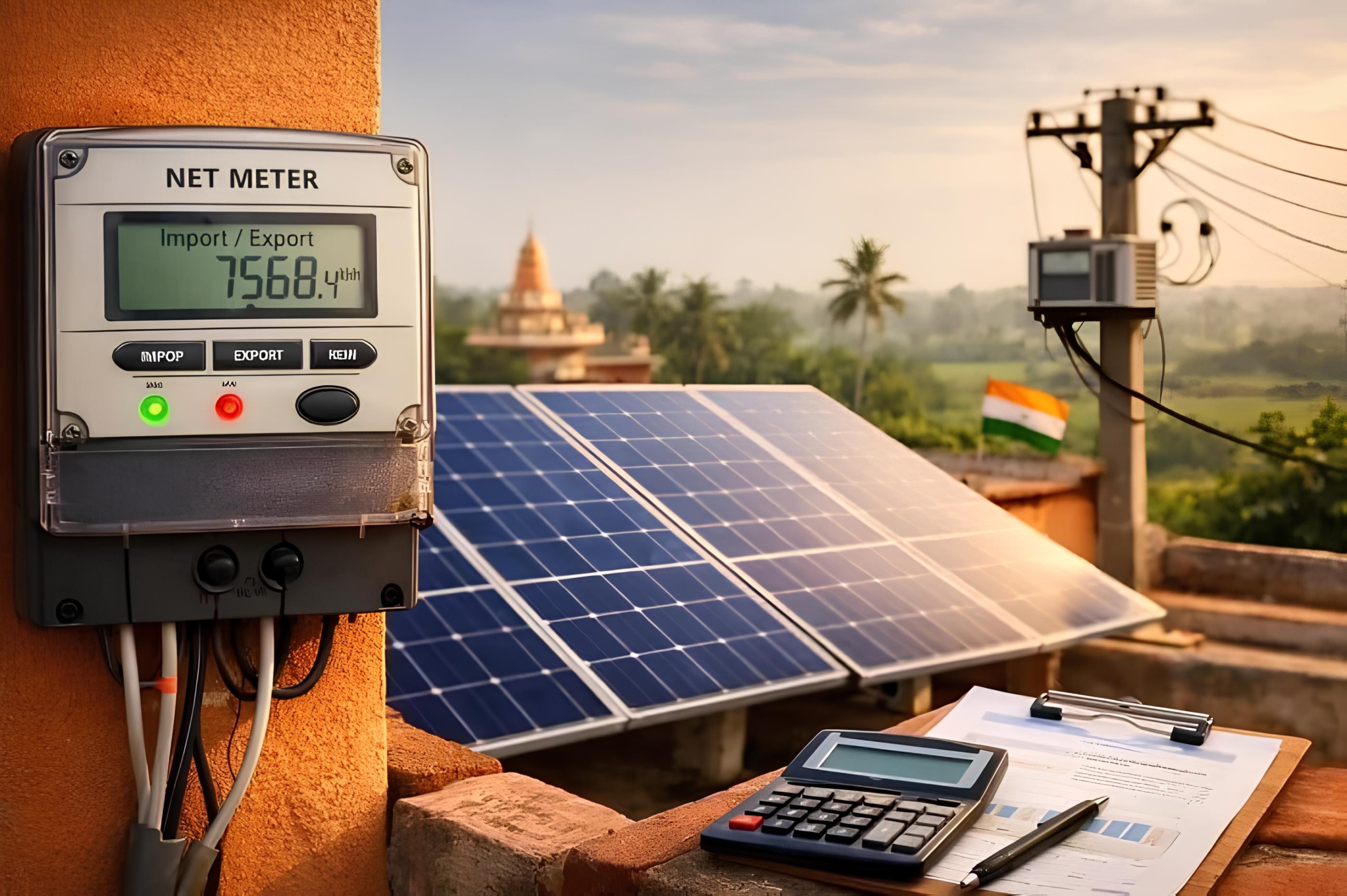 Net meter connected to a rooftop solar system